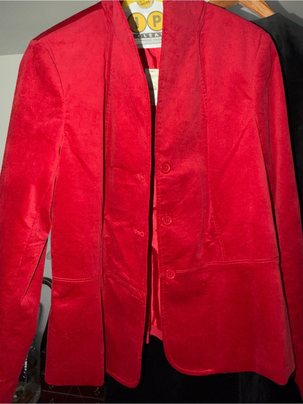 Talbots Red Suede Button-Front Jacket - Picture 3 of 4